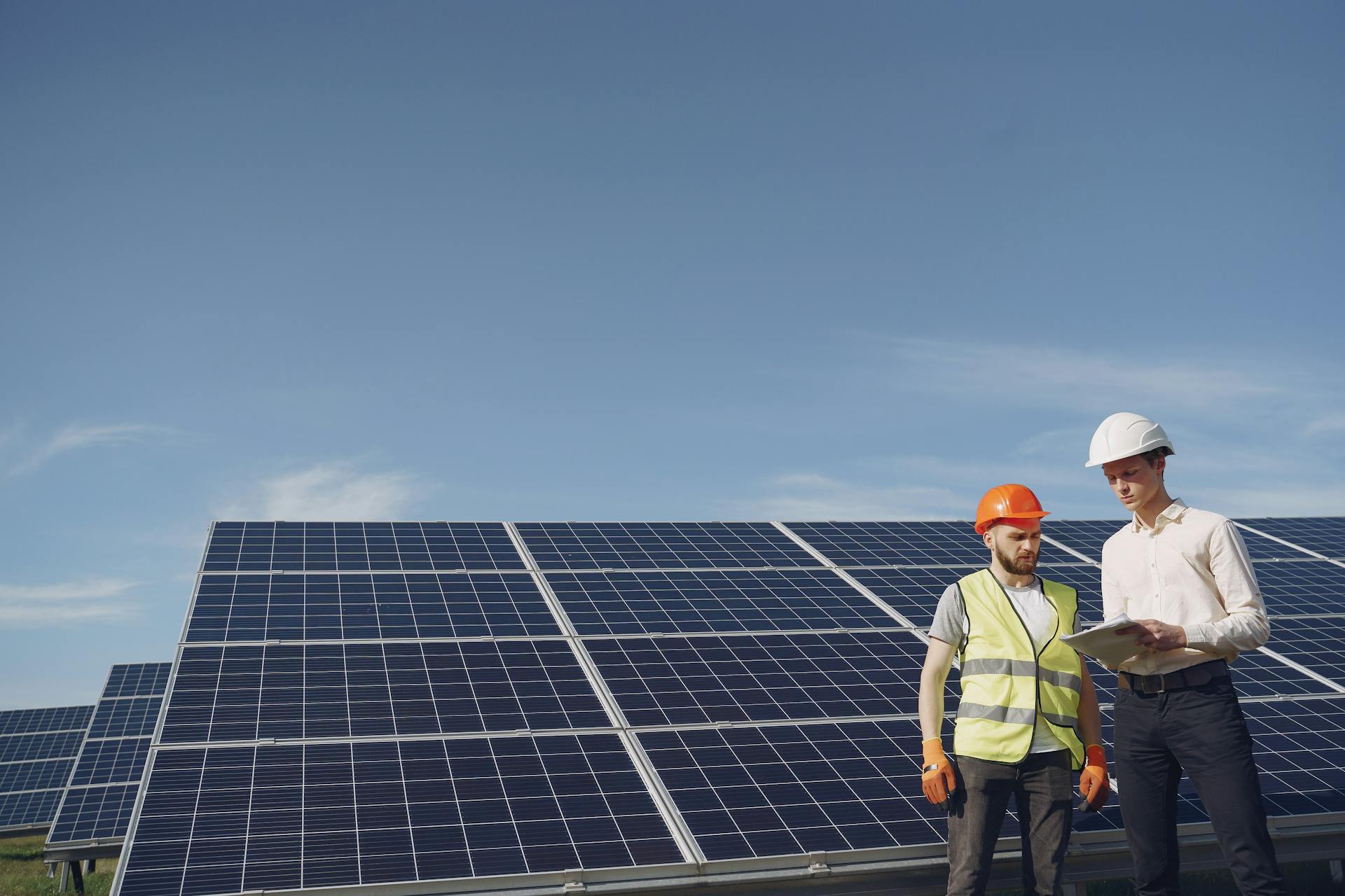 Engineers and solar panels
