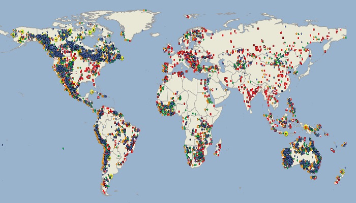 Global map of precious metals deposits