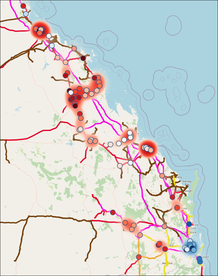 QLD’s MLF factors for substations heatmap.