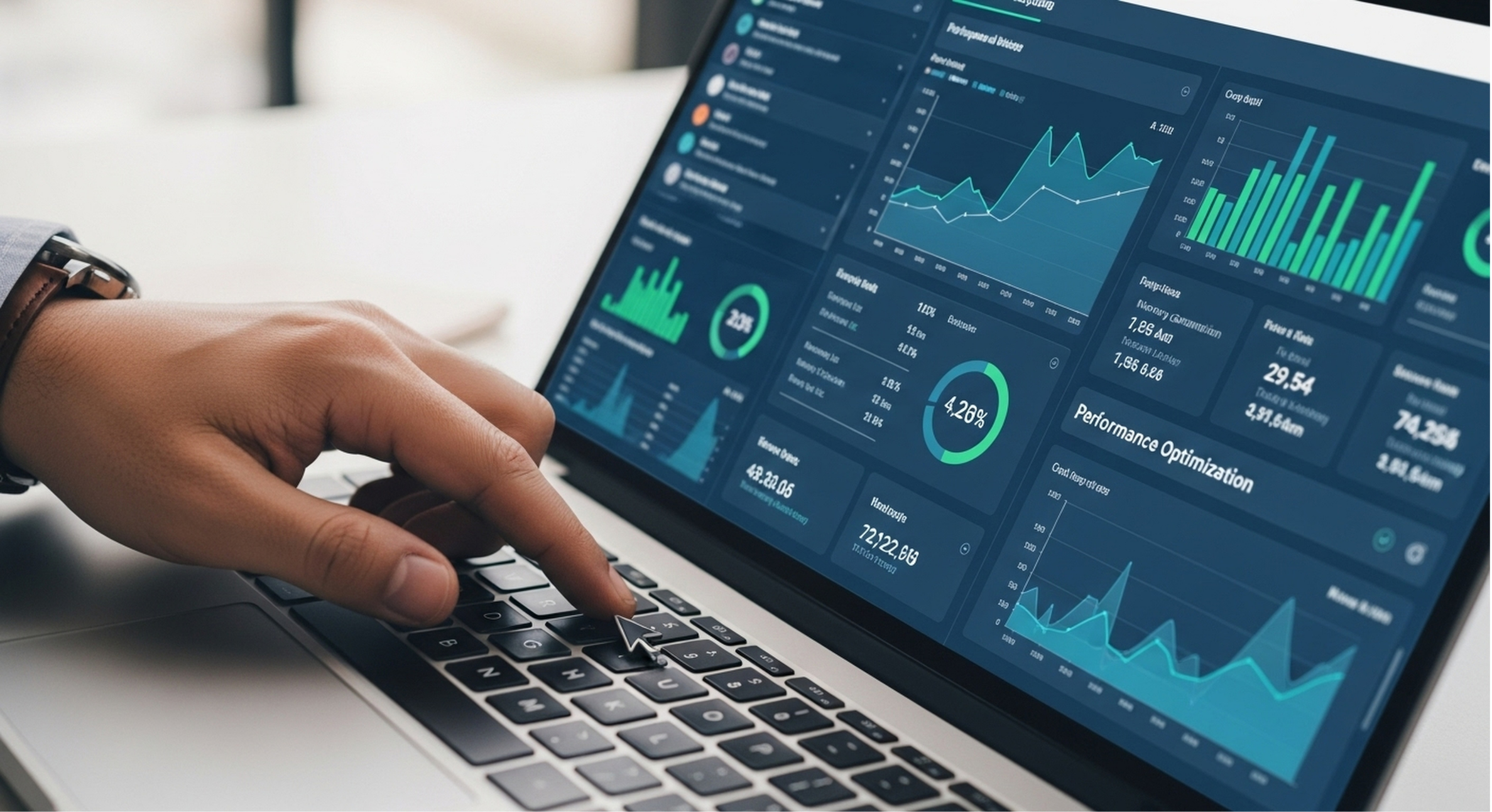 Laptop with graphs and charts