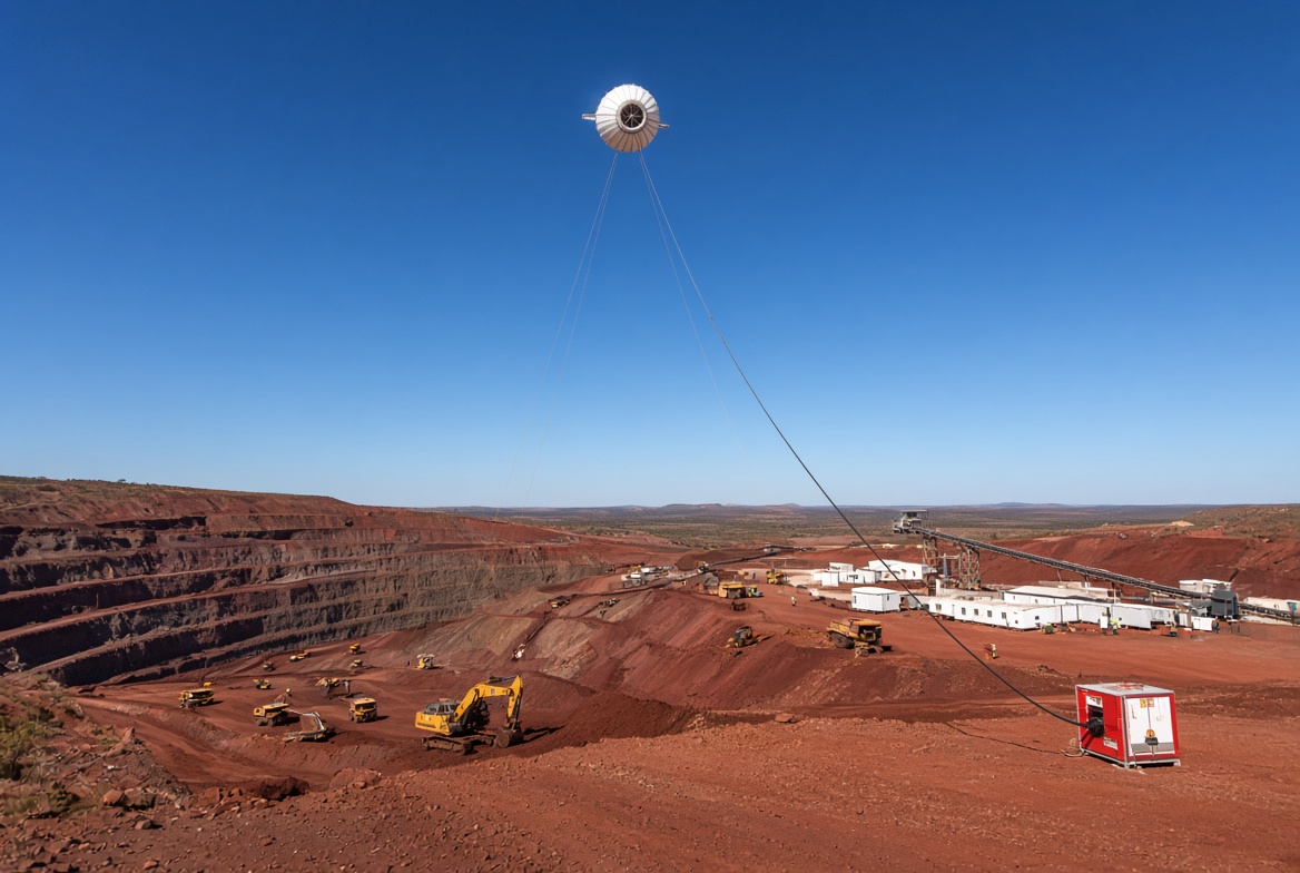 illustration of application of AWES in remote mines